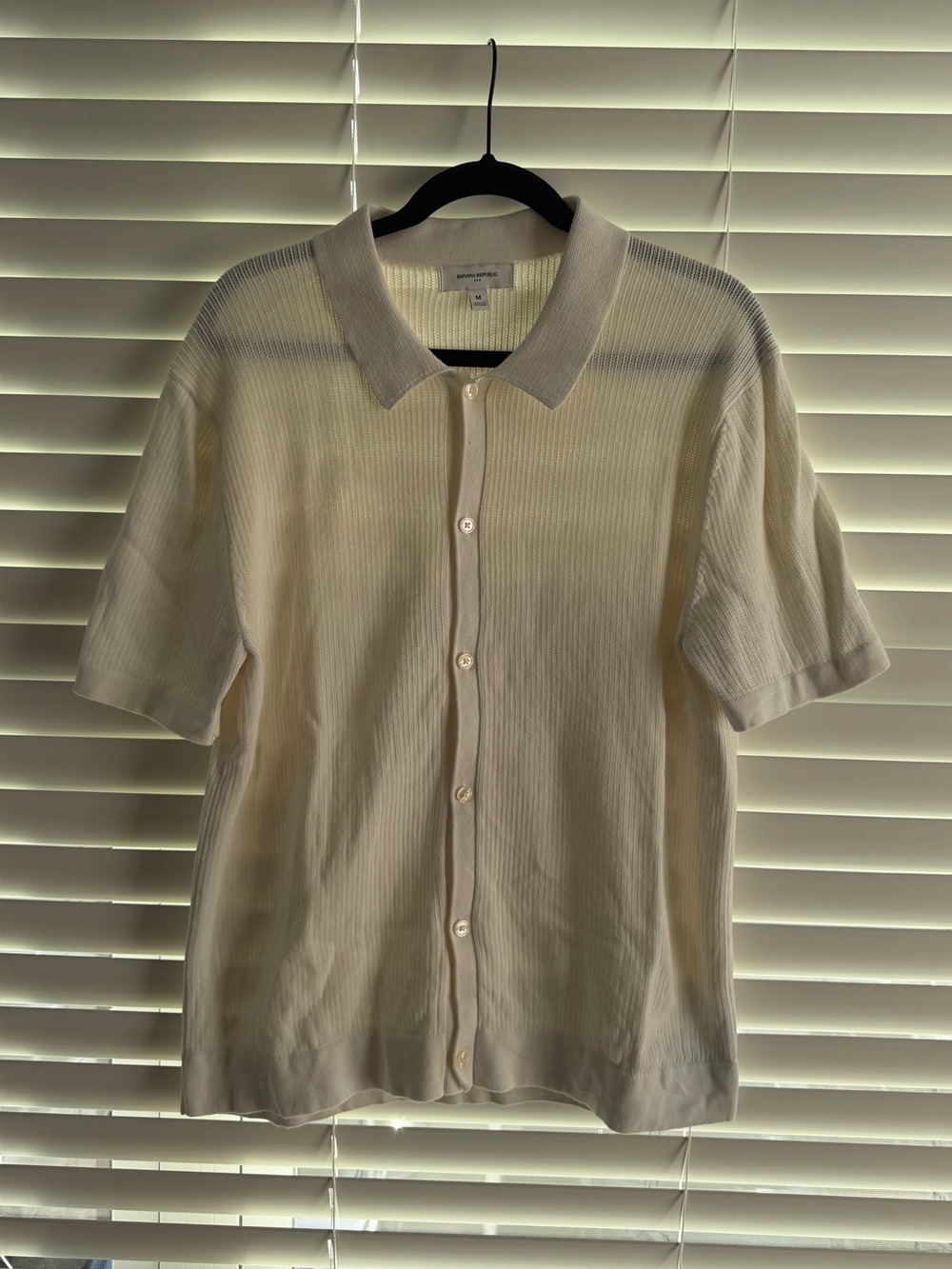 Banana Republic Cream Short-Sleeve Polo Knit Top